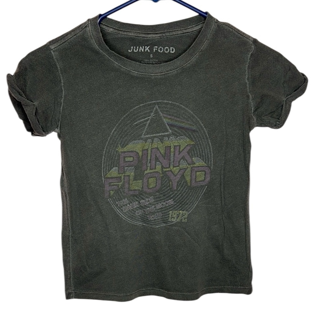 Junk Food Girls' Short Sleeve Distressed Pink Floyd T-Shirt Light Gray S (6-7)